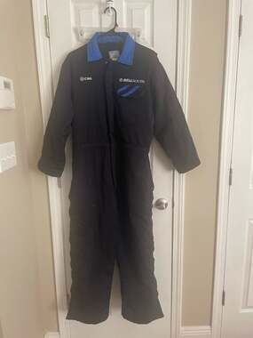 R&R Uniform Bell South Professional Quilted Snap Zip Front Work Jumpsuit, B93